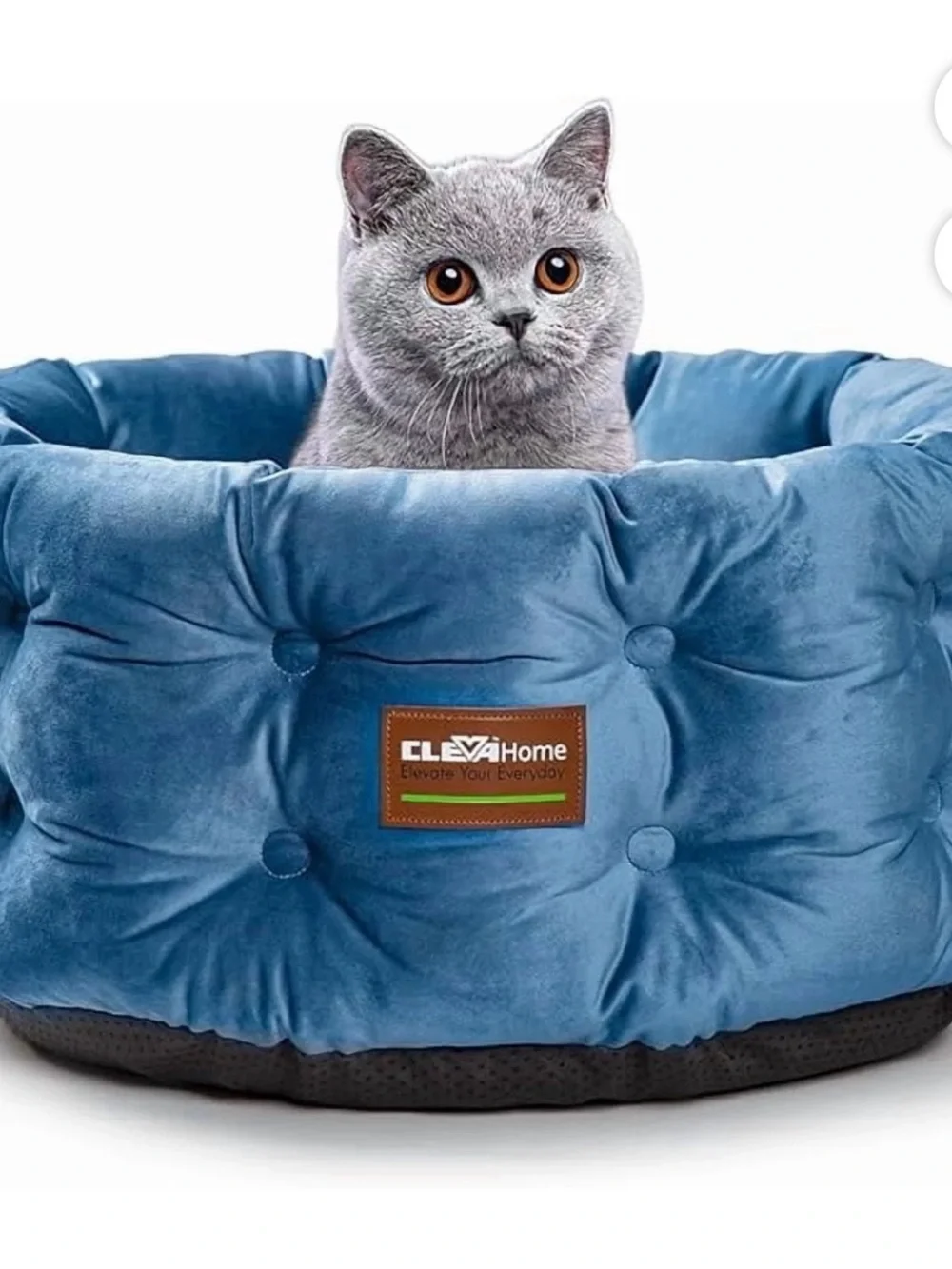 Blue Plush Calming Pet Bed for Dogs & Cats 20” Round Donut Bed